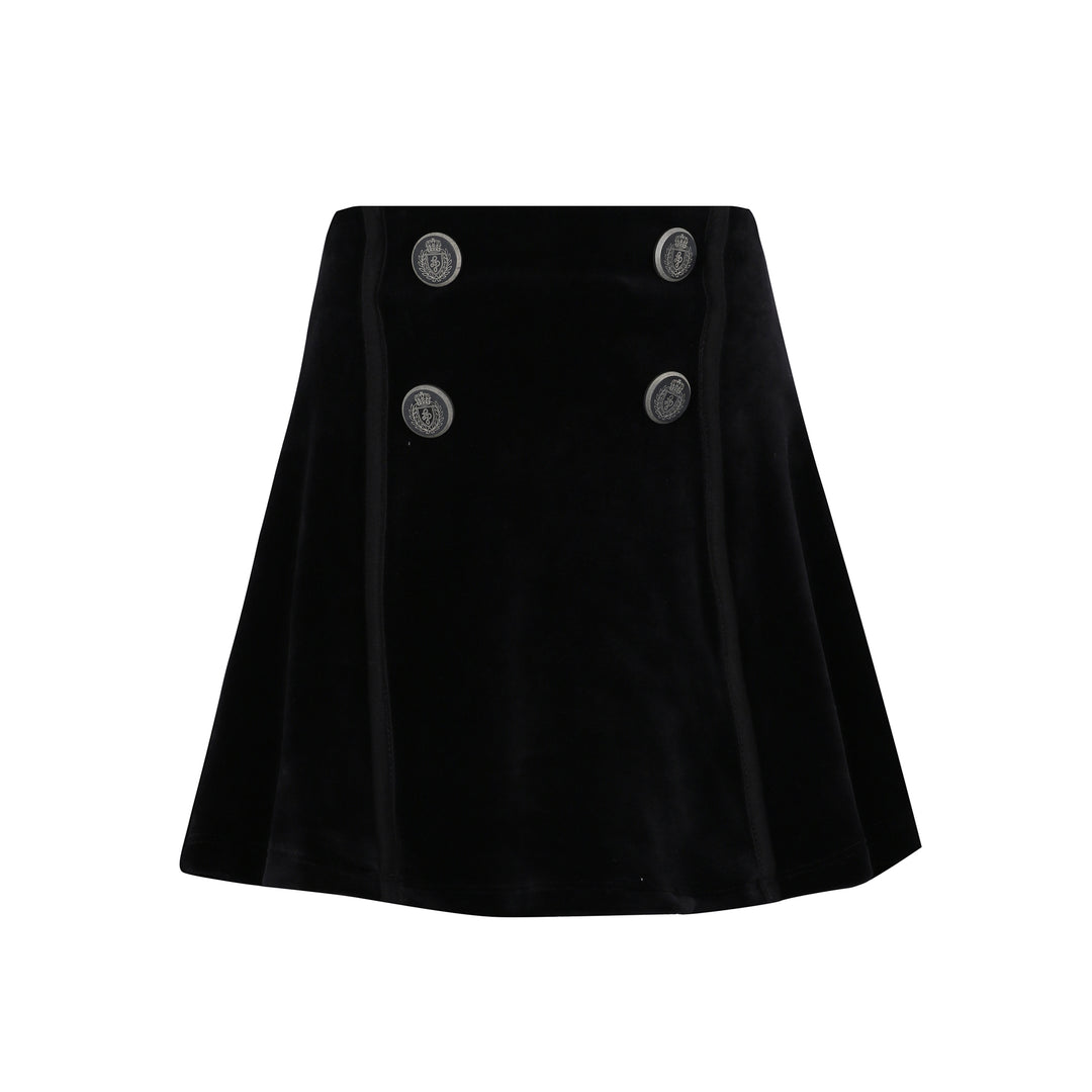 Short Velour Button Skirt