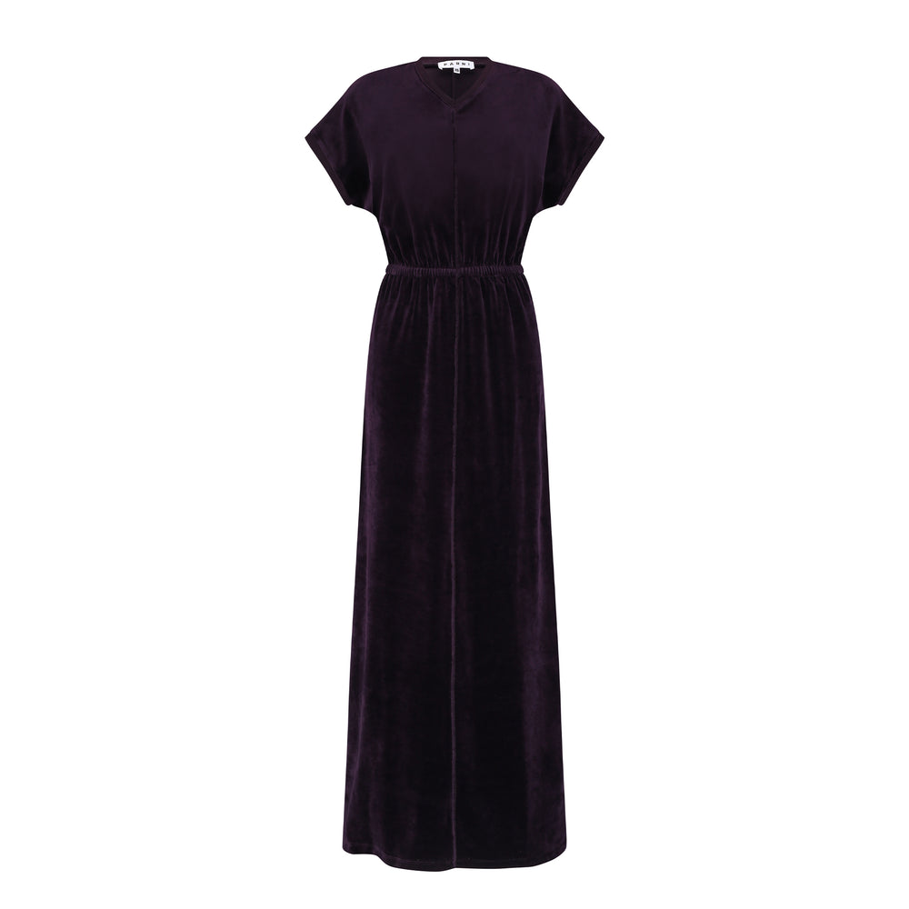 Purple Velour Dolman Short Sleeve Maxi.