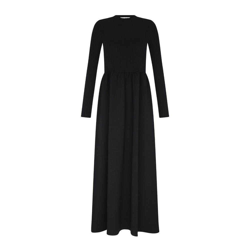Black Milano Crewneck Maxi.