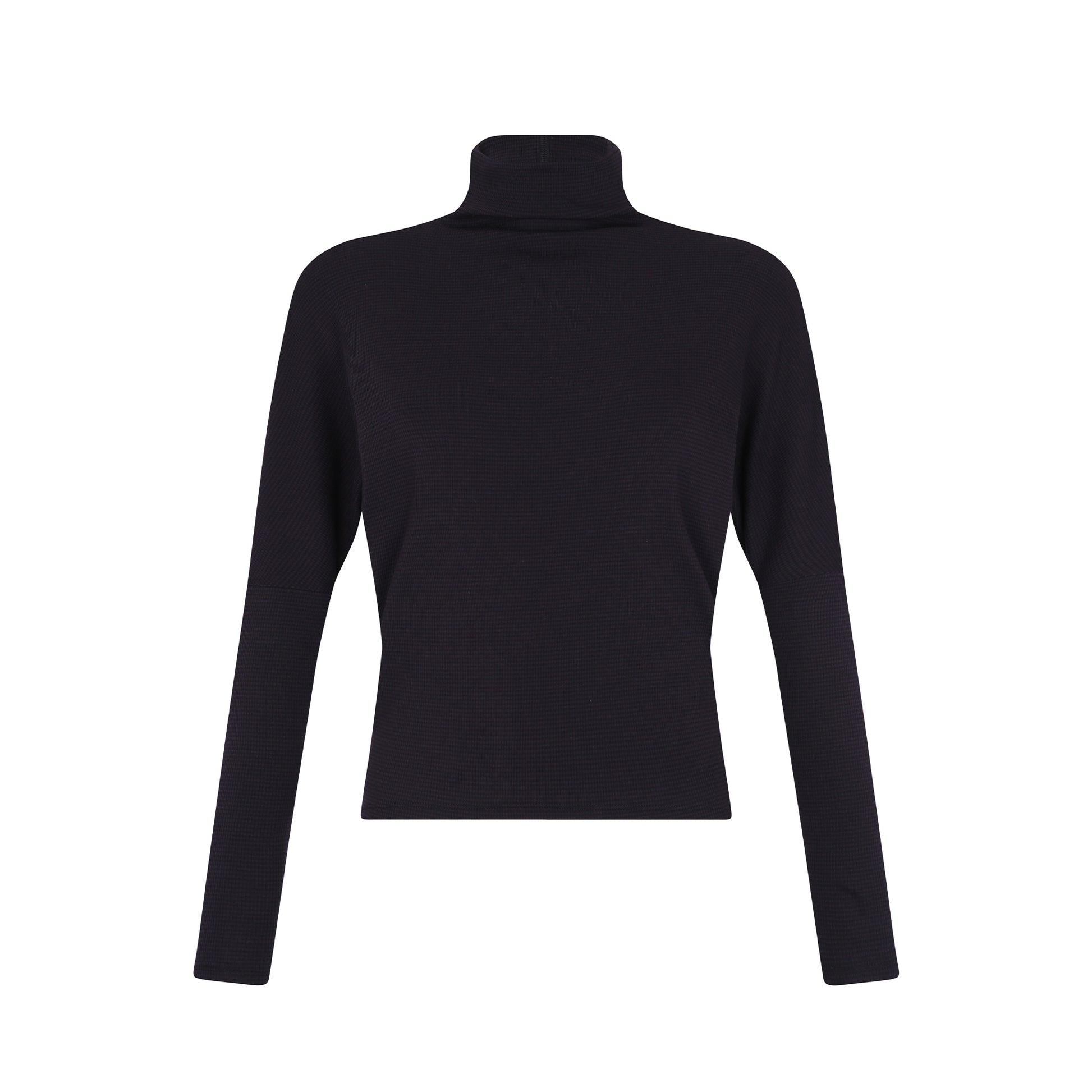 Black Striped Dolman Sleeve Turtleneck.