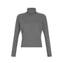 Black ivory Striped Dolman Sleeve Turtleneck.