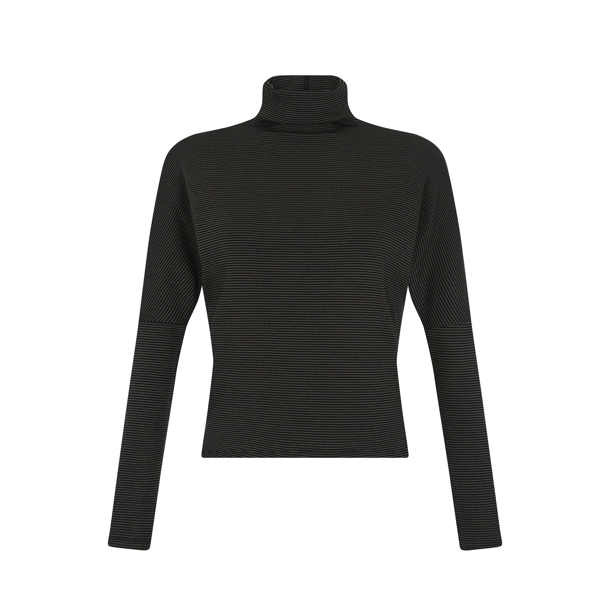 Green black Striped Dolman Sleeve Turtleneck.