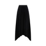 Signature Velour Asymmetrical Skirt in black.