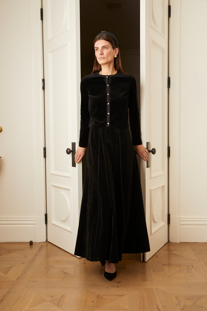 Velour Maxi Jumper and Rhinestone Cardigan Set
