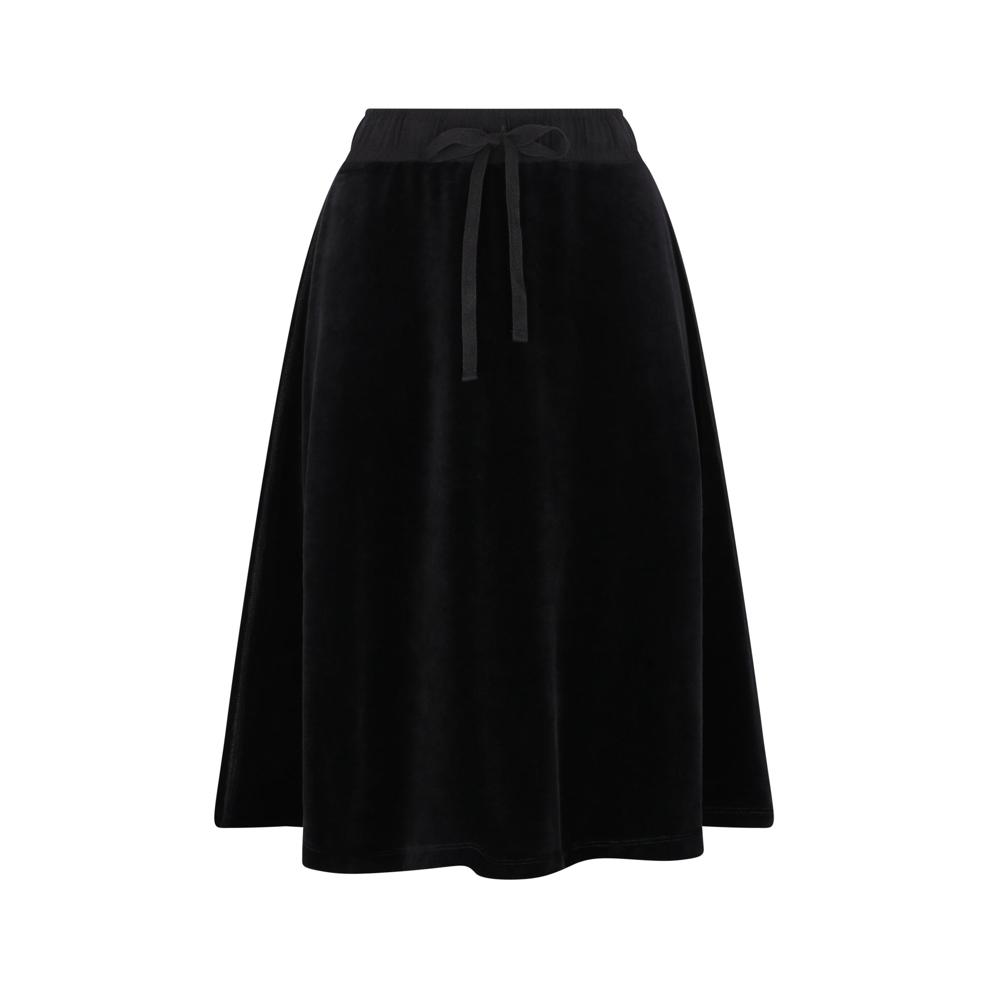 Black Velour Drawstring Short Skirt.