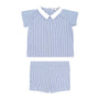 Baby Two Piece Striped Cotton Shorts Set in blue and white stripe