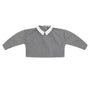 Girls long sleeve striped top with peter pan collar in black and white