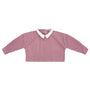 Girls long sleeve top with peter pan collar in pink and white stripe