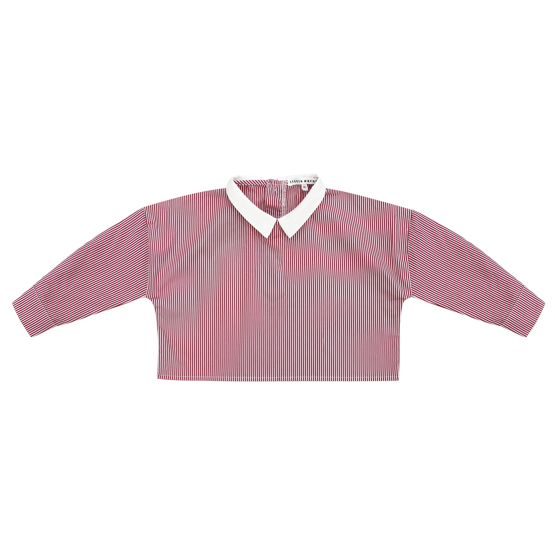 Girls long sleeve top with peter pan collar in pink and white stripe