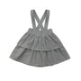 Girls tiered ruffle skirt with suspenders in black and white stripes