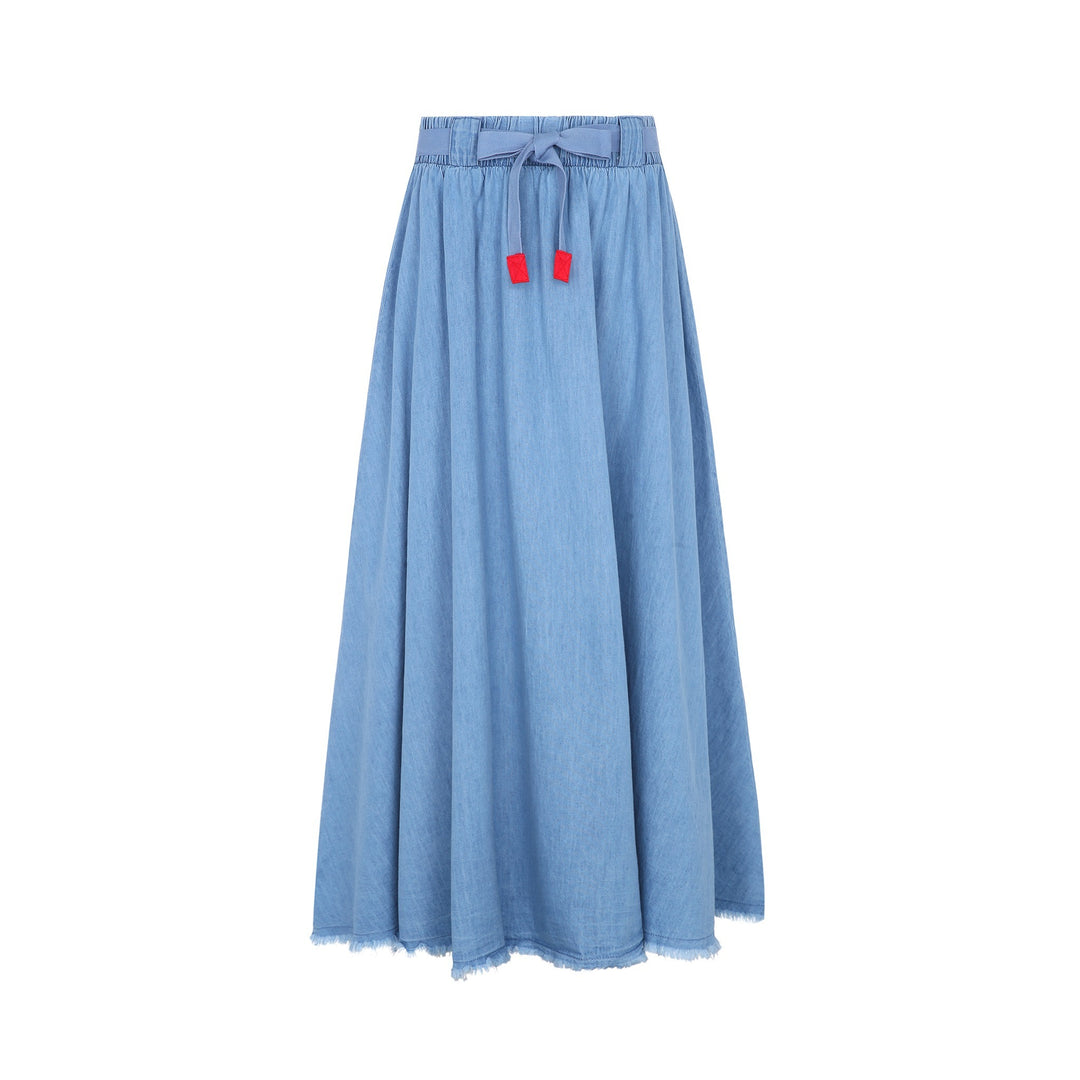 Teen Belted Denim Maxi Skirt