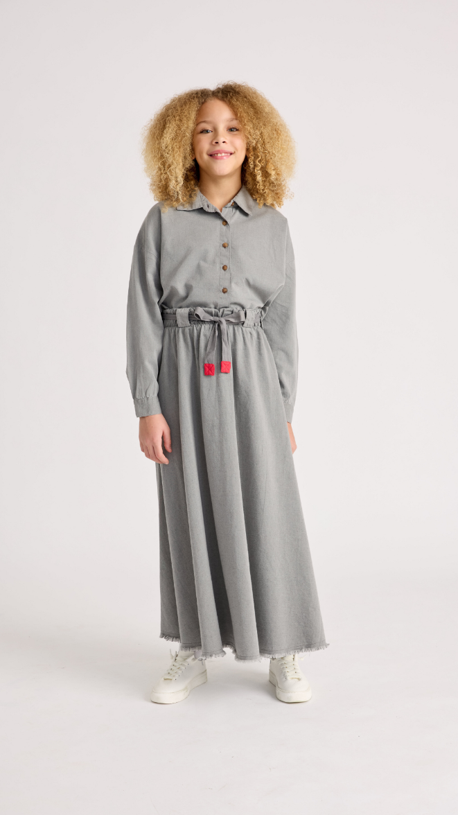 Teen Belted Denim Maxi Skirt