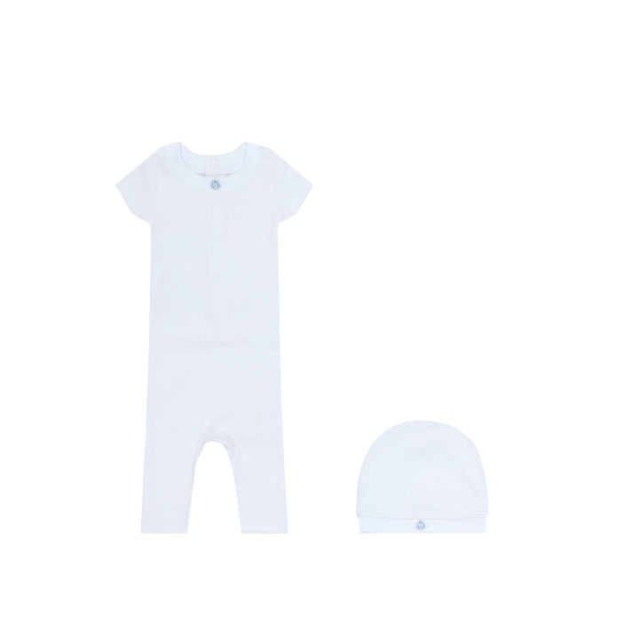 Short Sleeve Ribbed Coveralls Set
