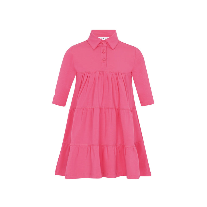 Girls Tiered Varsity Dress with Collar