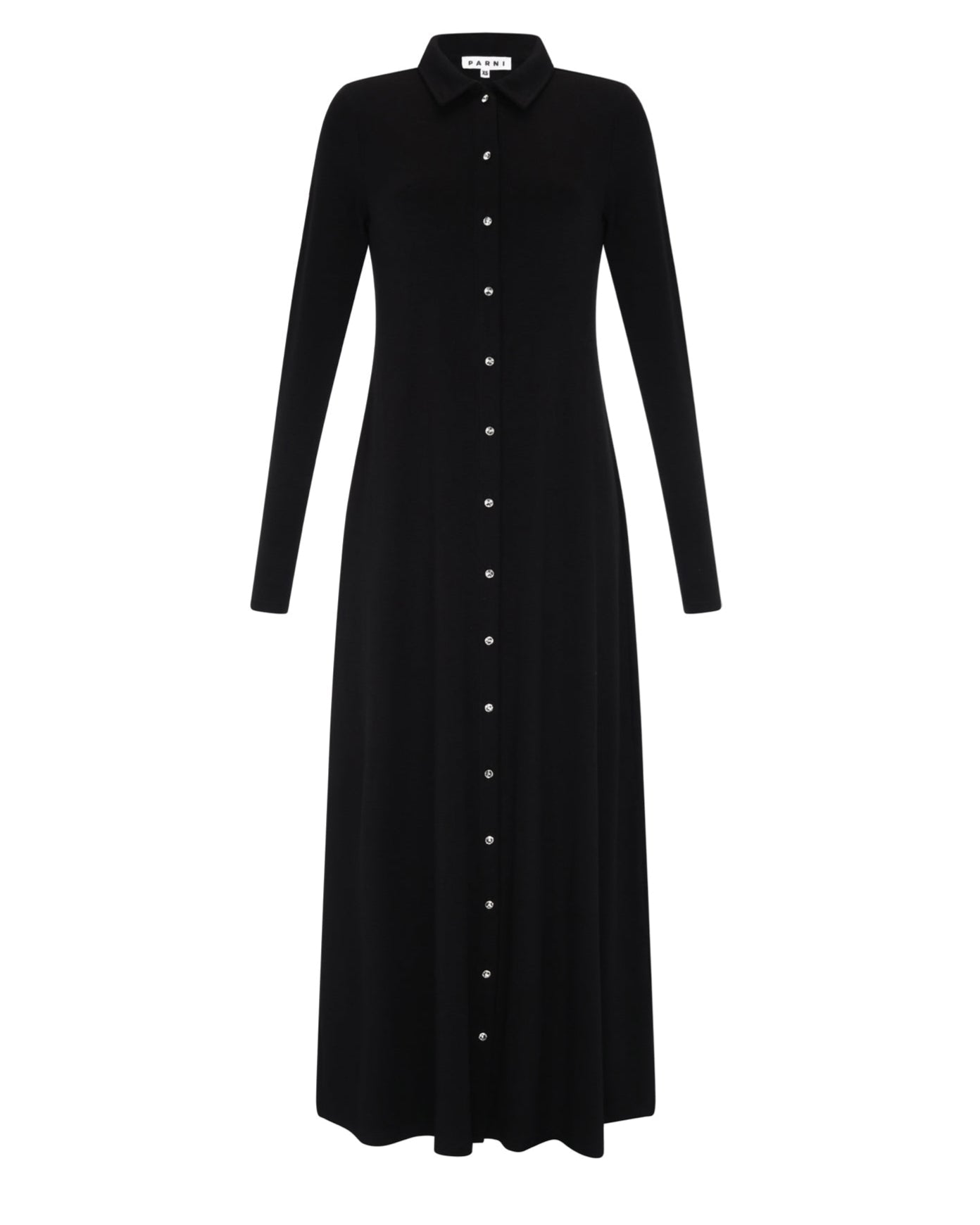Black dress with long sleeves on a white background