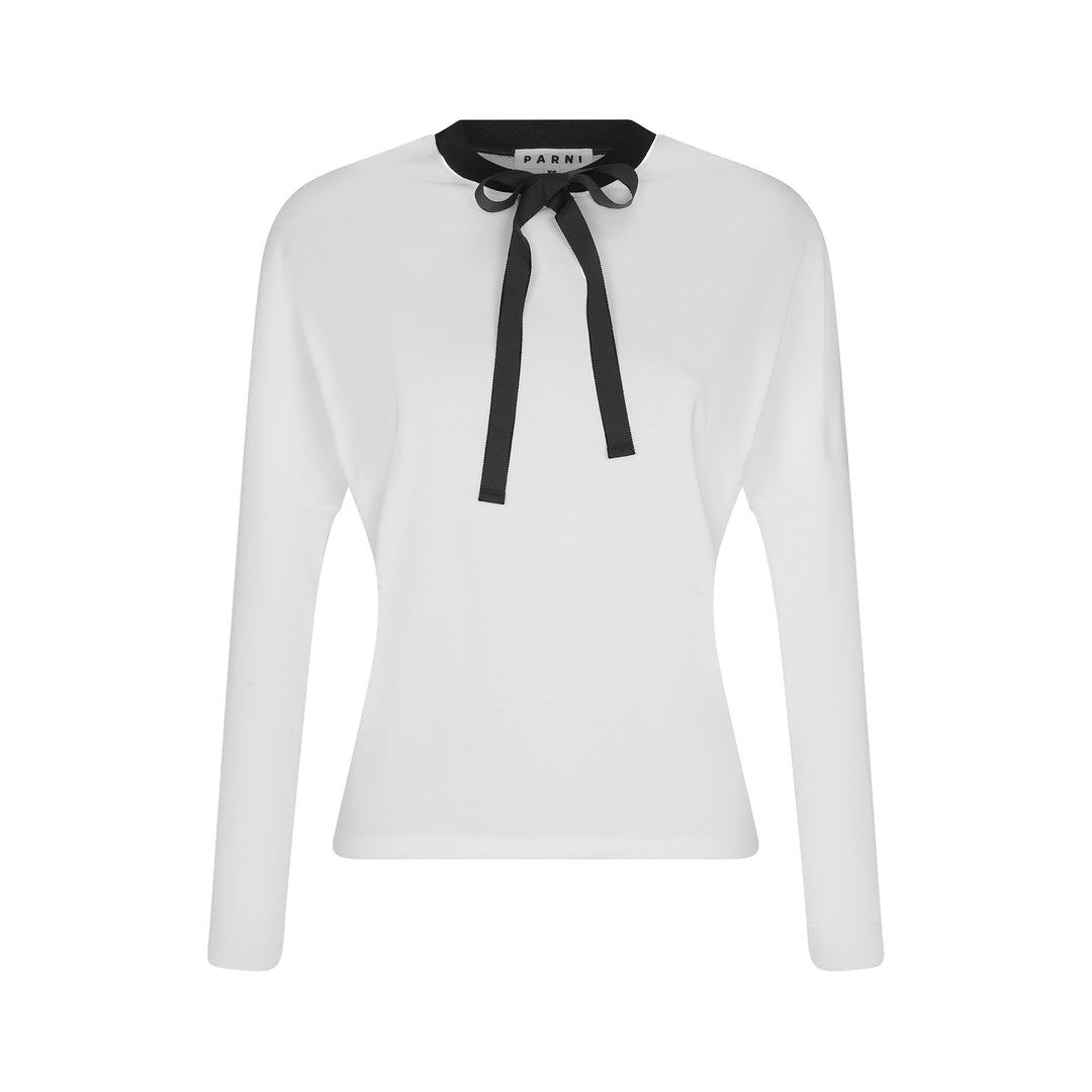 Bow Tie Dolman Sleeve Top - white