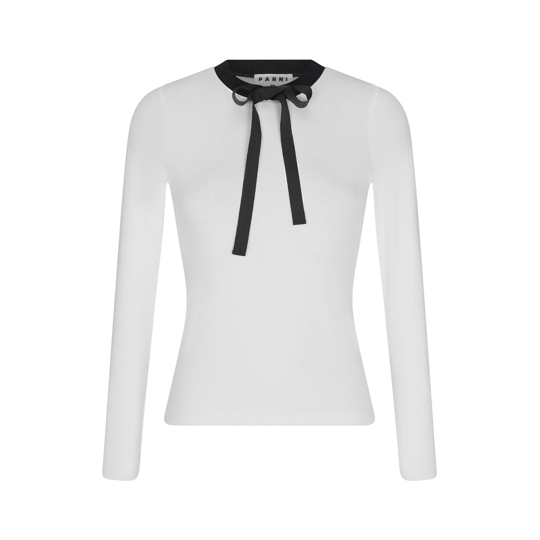 Sophisticated Bow Tie Top - white-black