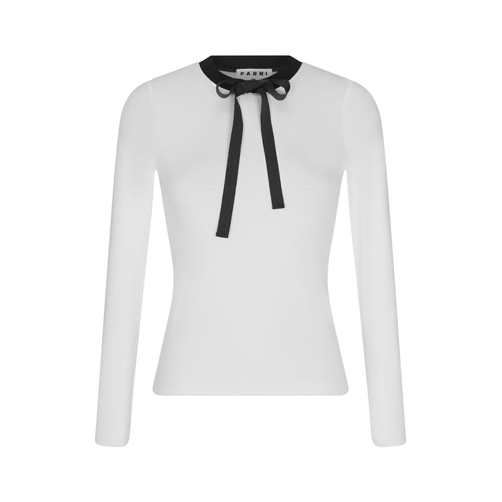 Sophisticated Bow Tie Top - white-black