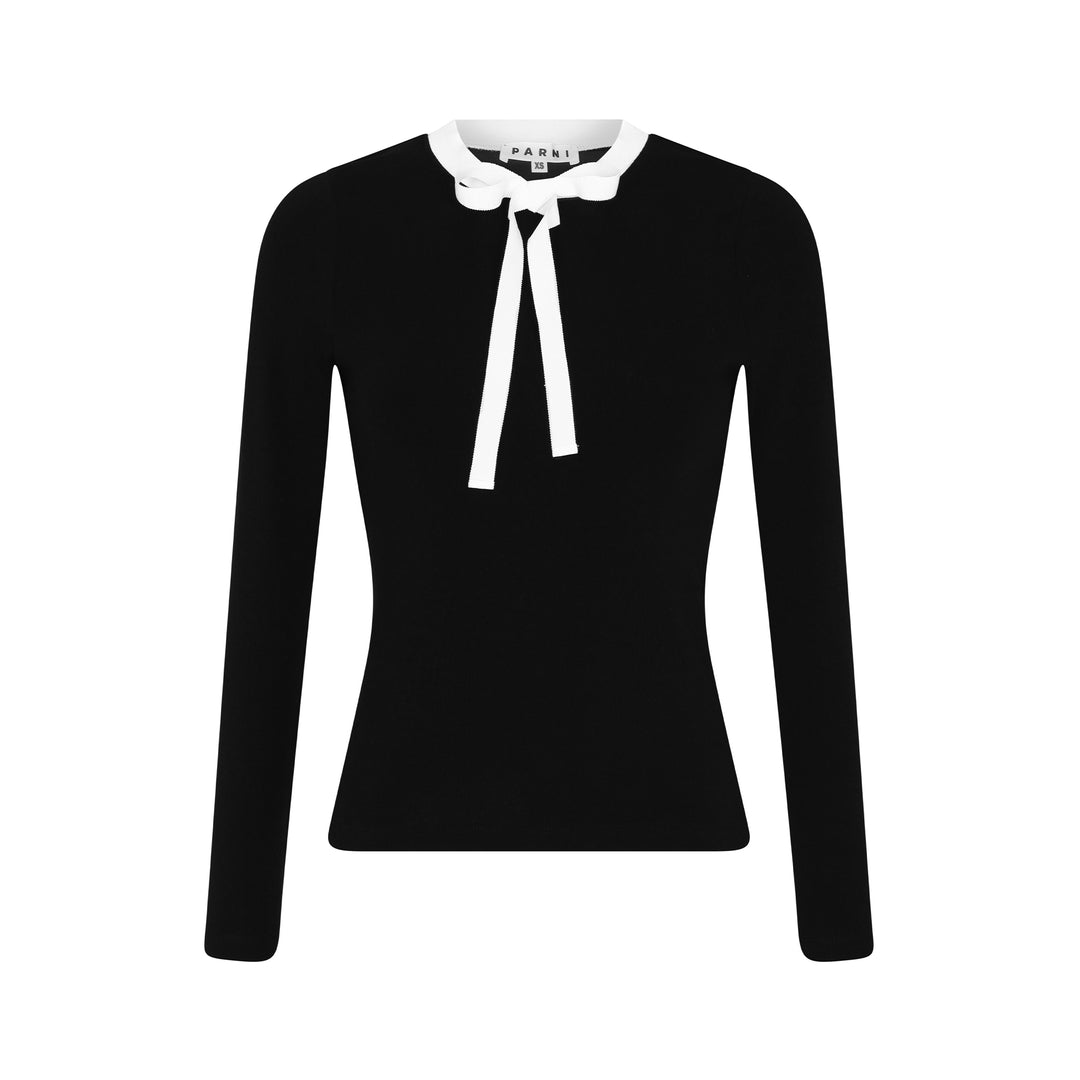 Sophisticated Bow Tie Top - black