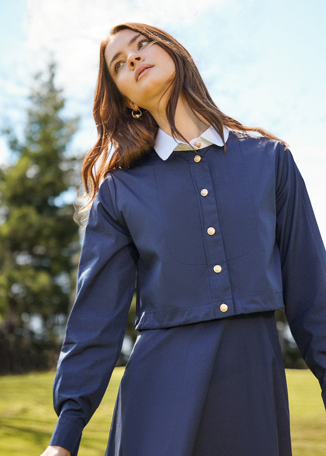 Cropped Blouse and Woven Jumper Set
