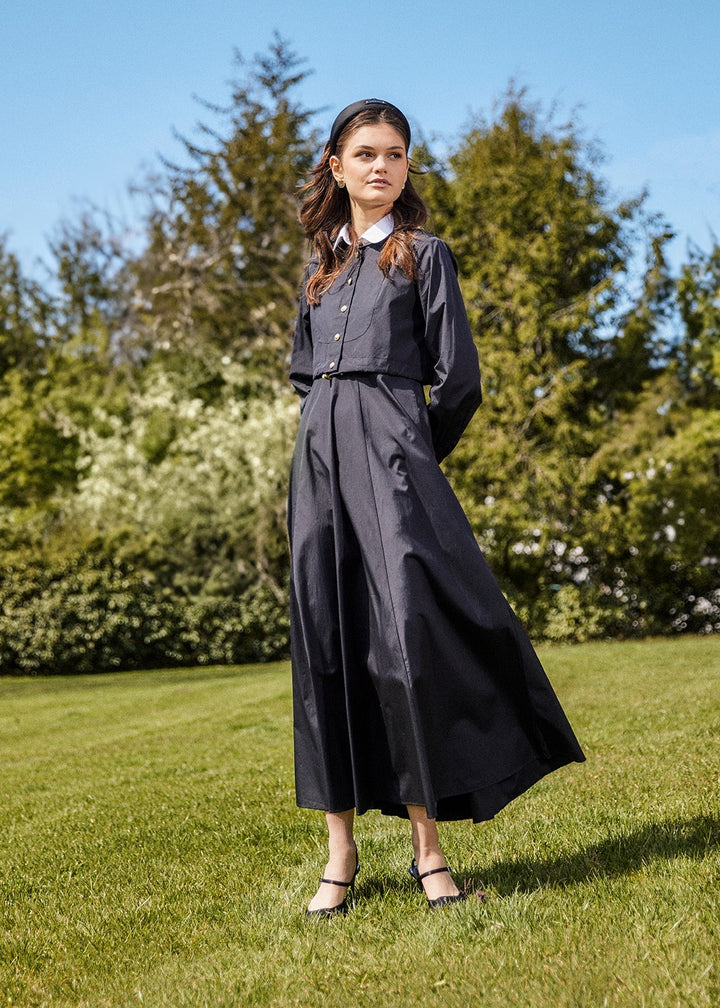 Cropped Blouse and Woven Jumper Set