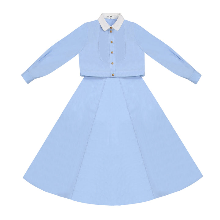 Cropped Blouse and Woven Jumper Set