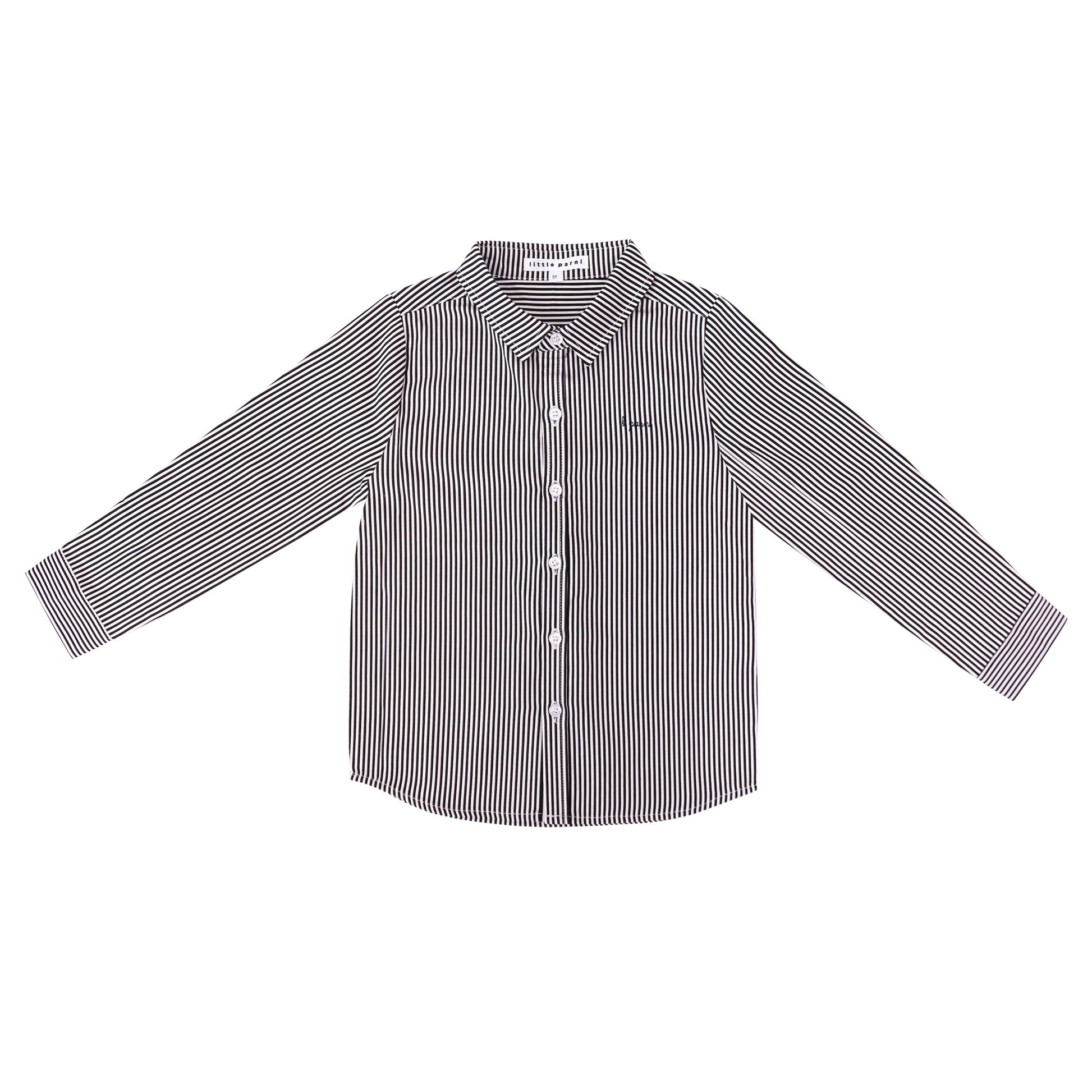 Boys Collared Striped Shirt - Plum & Ivory