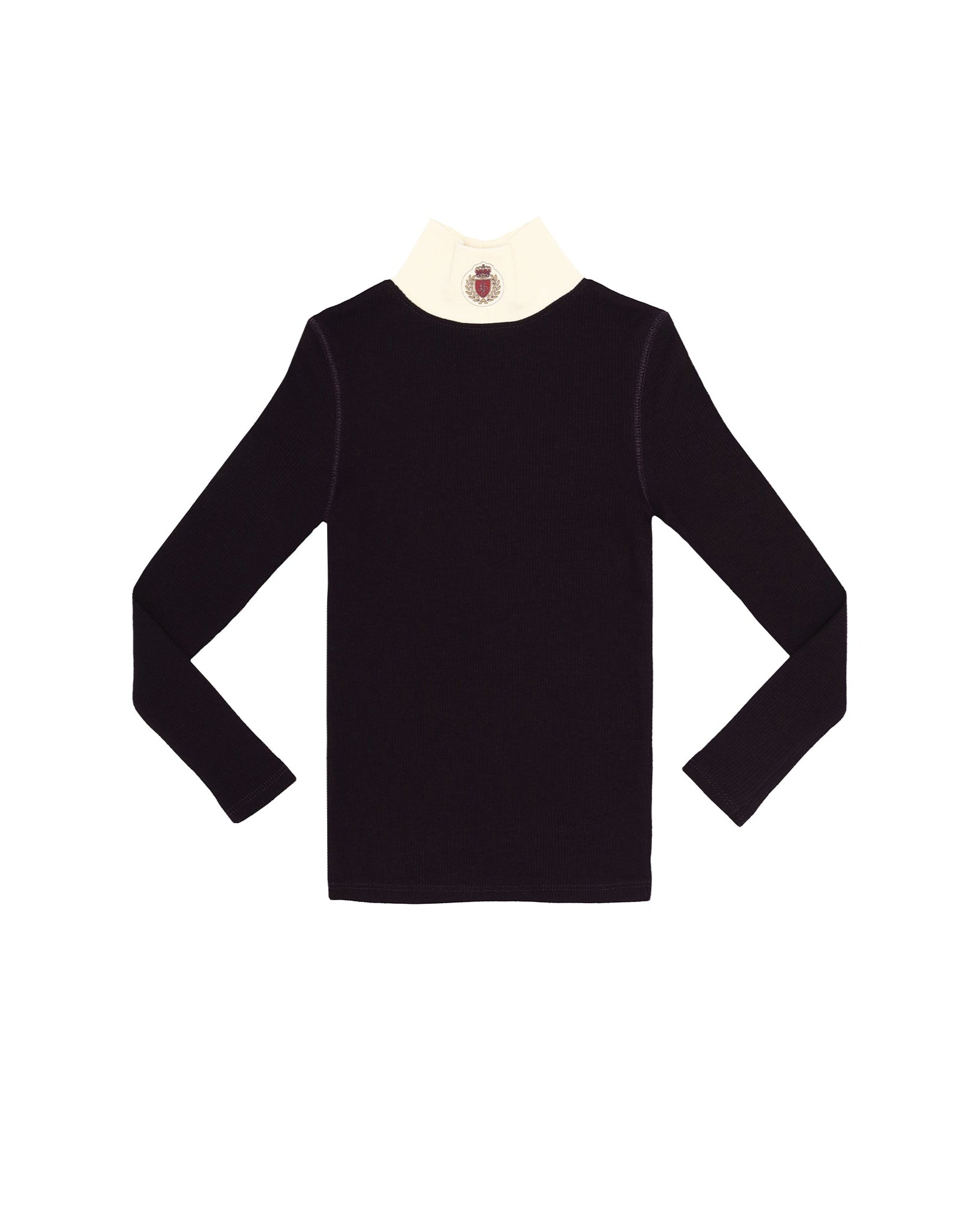 Classic Mock Turtleneck with Logo - Plum with ivory.
