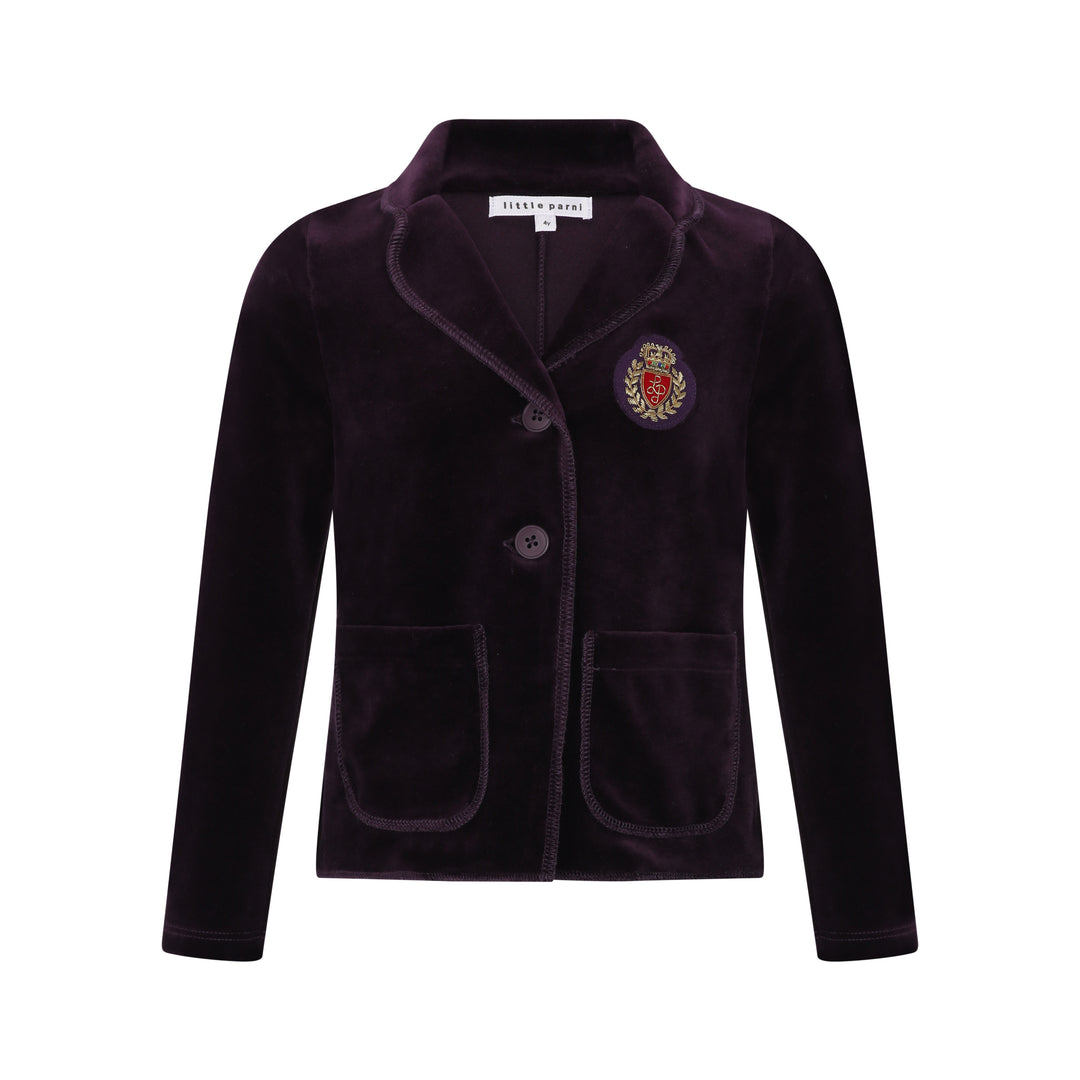 Kids Velour Logo Blazer - Plum