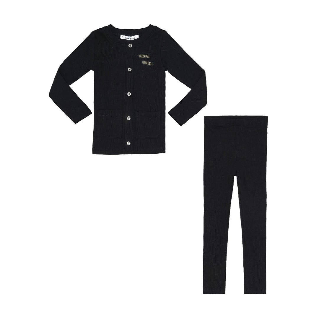 Little Parni Baby Ribbed Rhinestone Cardigan Set K452 - Black Little Parni Baby Ribbed Rhinestone Cardigan Set K452 - Black
