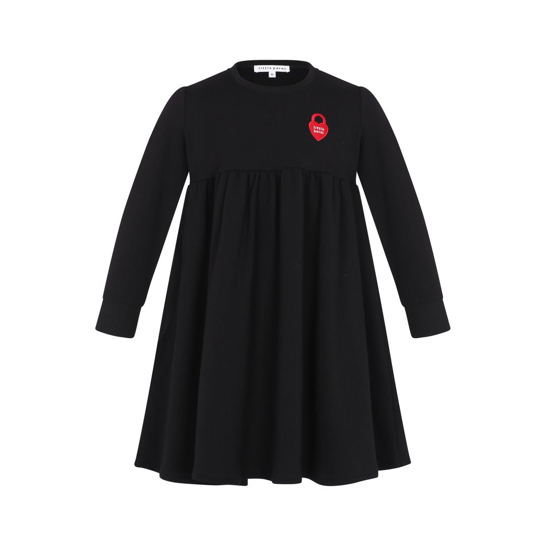 Long Sleeve French Terry Dress - Black