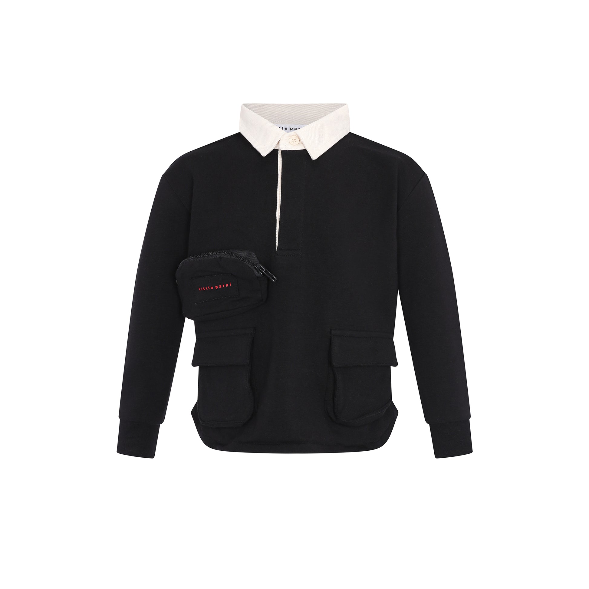 Boys French Terry Utility Shirt in Black.