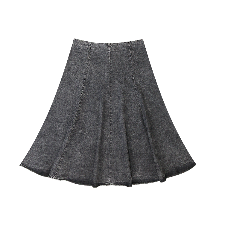 Black Short Denim Circle Skirt.