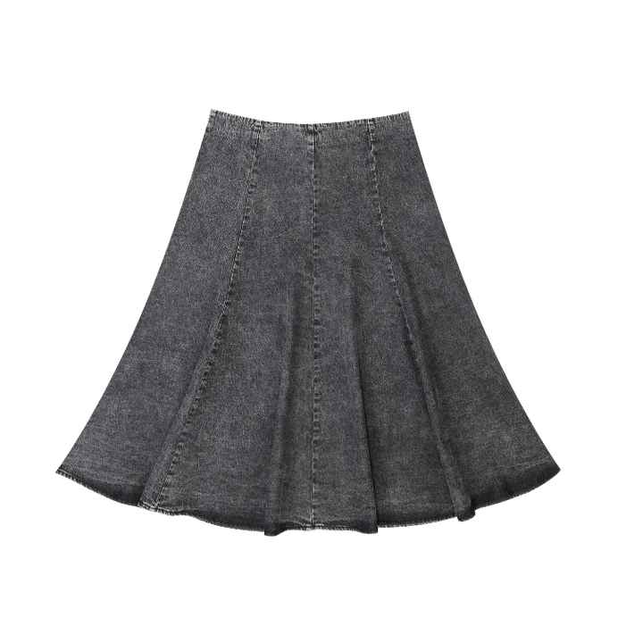 Black Short Denim Circle Skirt.