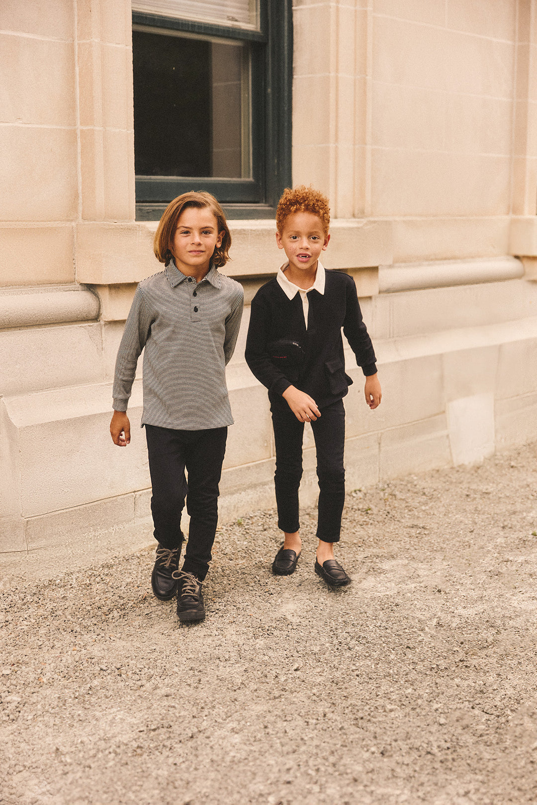 Two boys wearing Little Parni Urban collection.