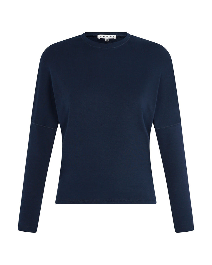 Elbow Patch Dolman Tee Navy.