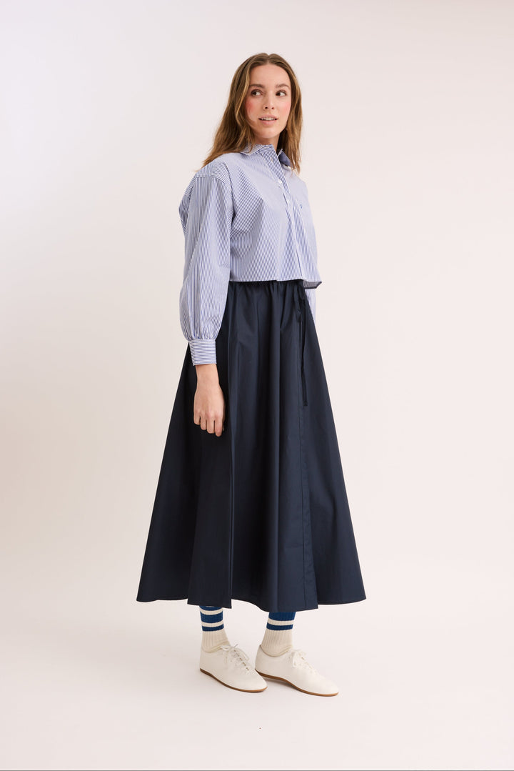 Striped Poplin Cropped Shirt