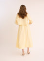 Model showing the Back of yellow Cropped Poplin Contrast Collar Shirt. 