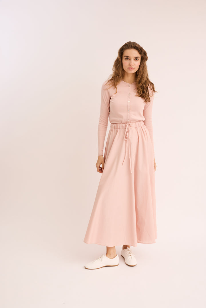 Relaxed Cotton Drawstring Skirt