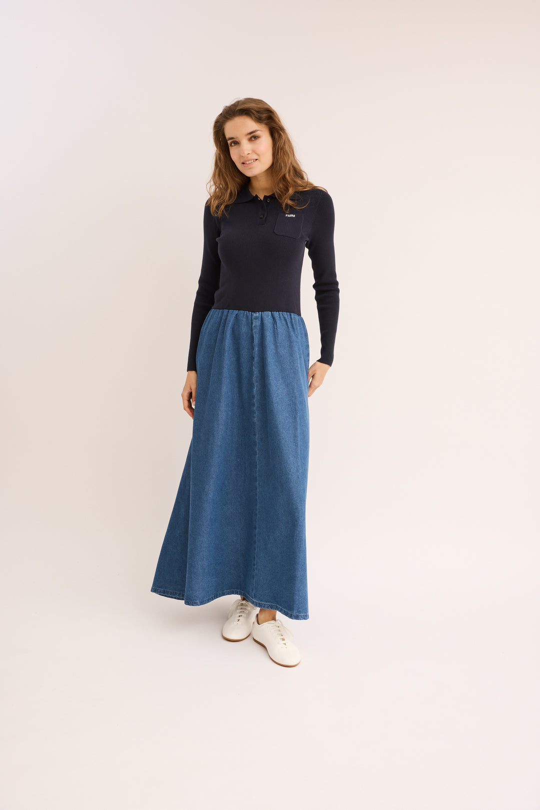Mixed Media Polo Maxi Dress Mixed Media Polo Maxi Dress