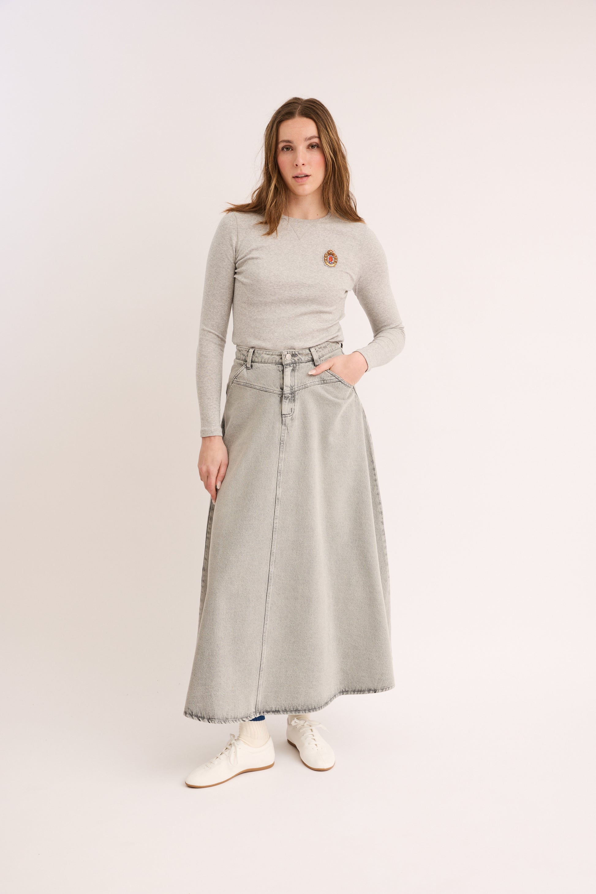 Vintage Denim Maxi Skirt