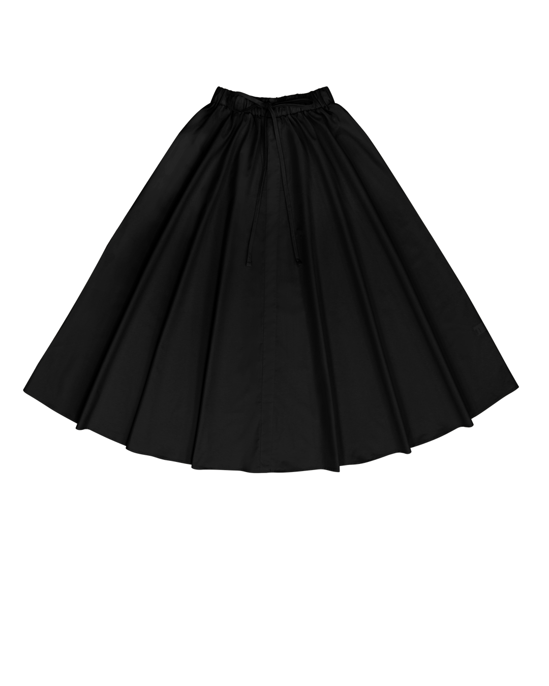 Black Relaxed Cotton Drawstring Skirt.