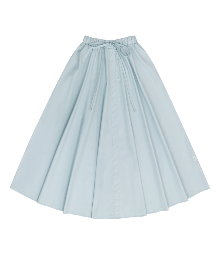 Light Blue Relaxed Cotton Drawstring Skirt.
