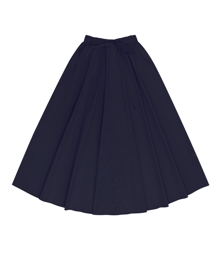 Navy Relaxed Cotton Drawstring Skirt.