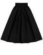 Black Cinched Poplin Skirt.
