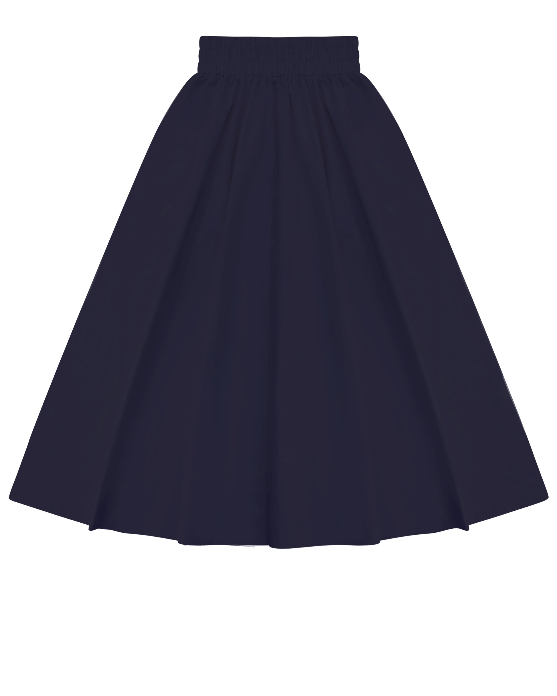 Cinched Poplin Skirt Navy.