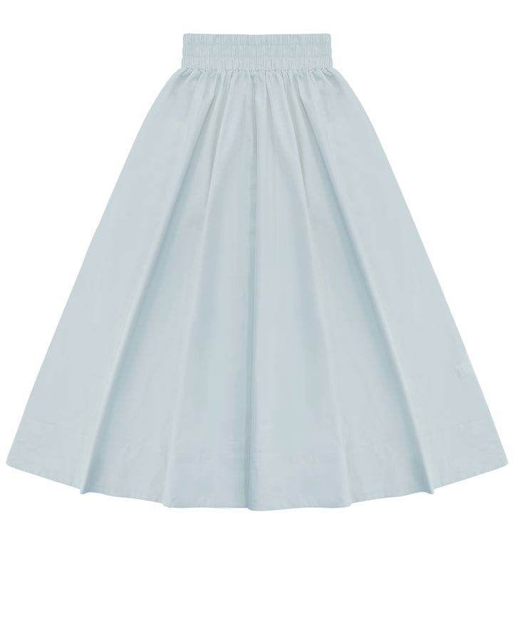 Cinched Poplin Skirt Light Blue.