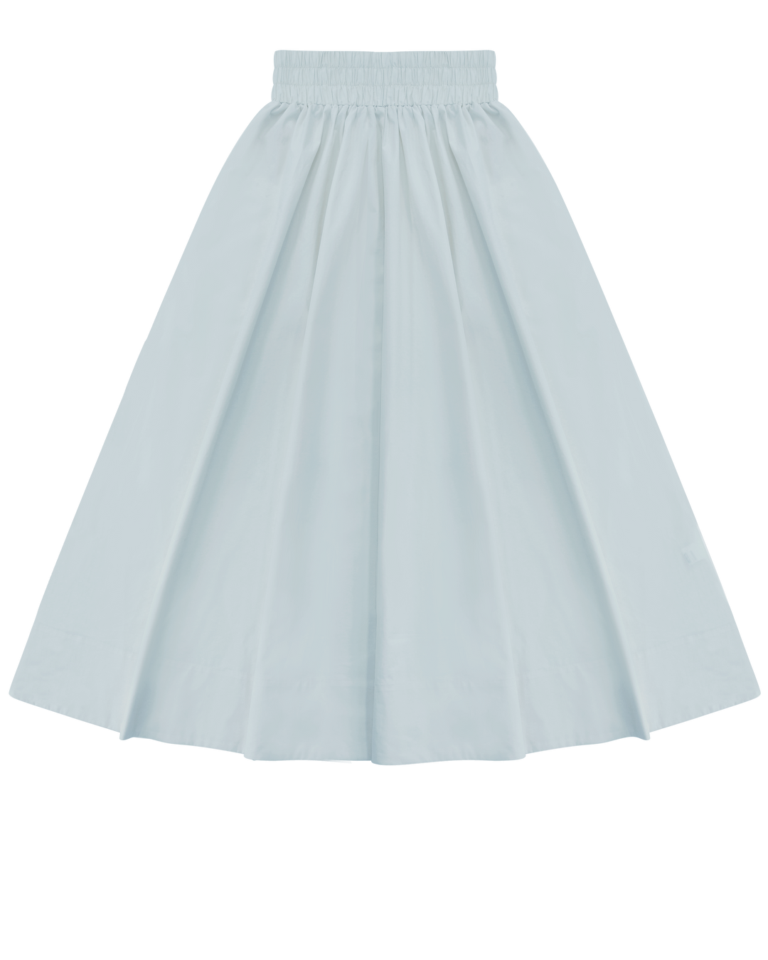 Cinched Poplin Skirt in light blue.