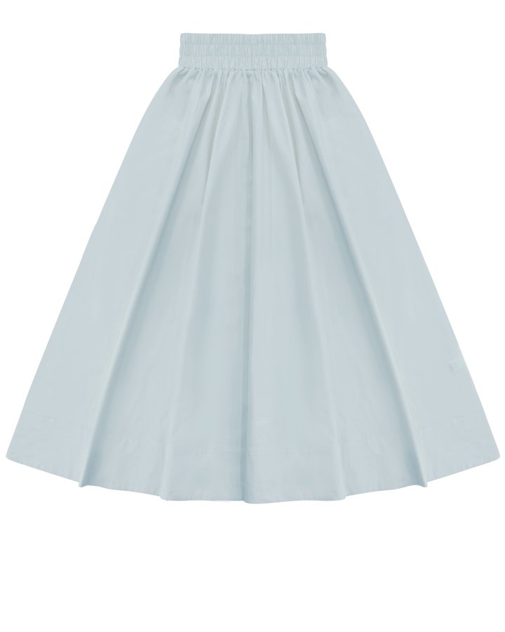 Cinched Poplin Skirt in light blue.