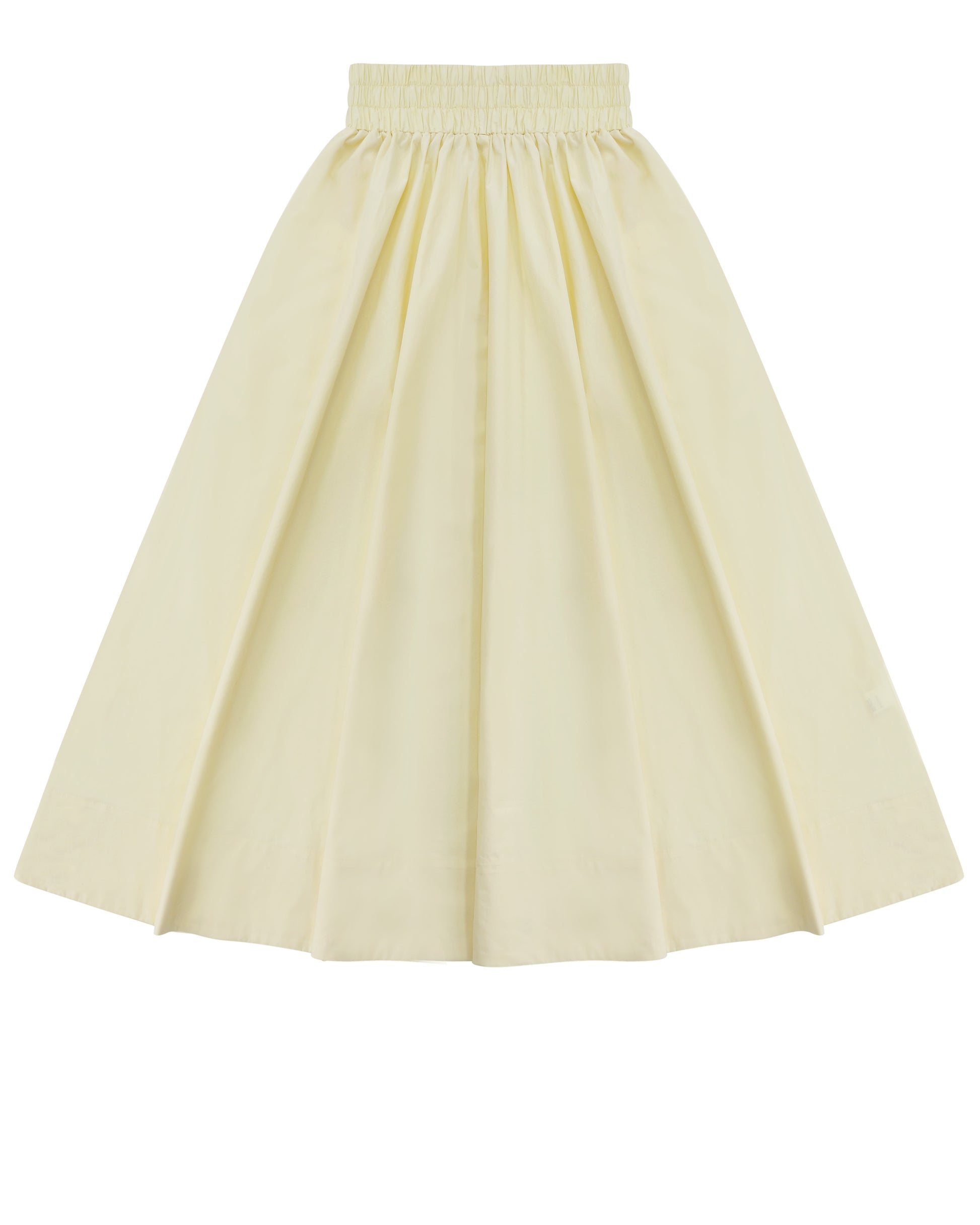 Yellow Cinched Poplin Skirt.